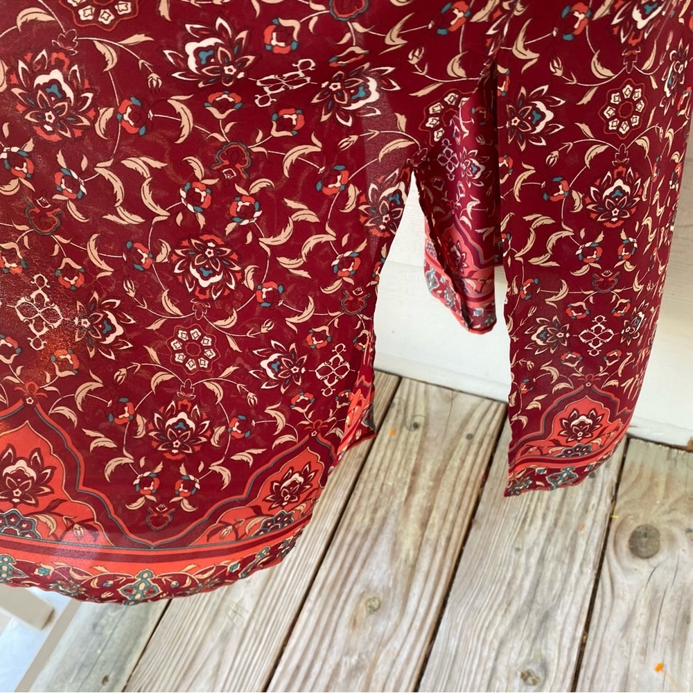 OCTAVIA Short Ruffle Sleeve V Neck Floral Maxi Dress - Picture 6 of 14